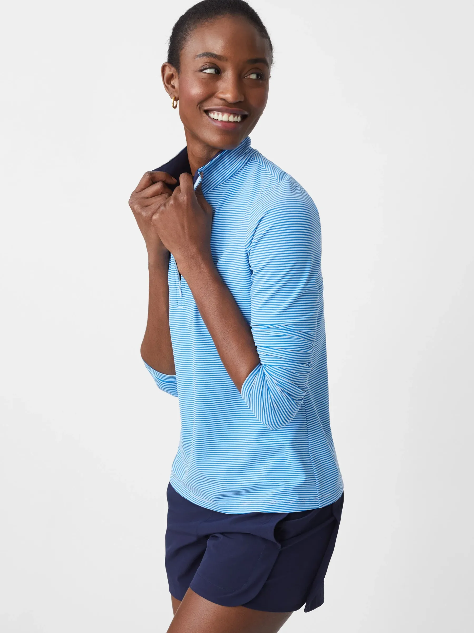 Ace 1/4 Zip Top In Stripe-J.McLaughlin Hot