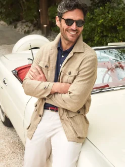 Brando Linen Safari Jacket In Herringbone-J.McLaughlin Fashion