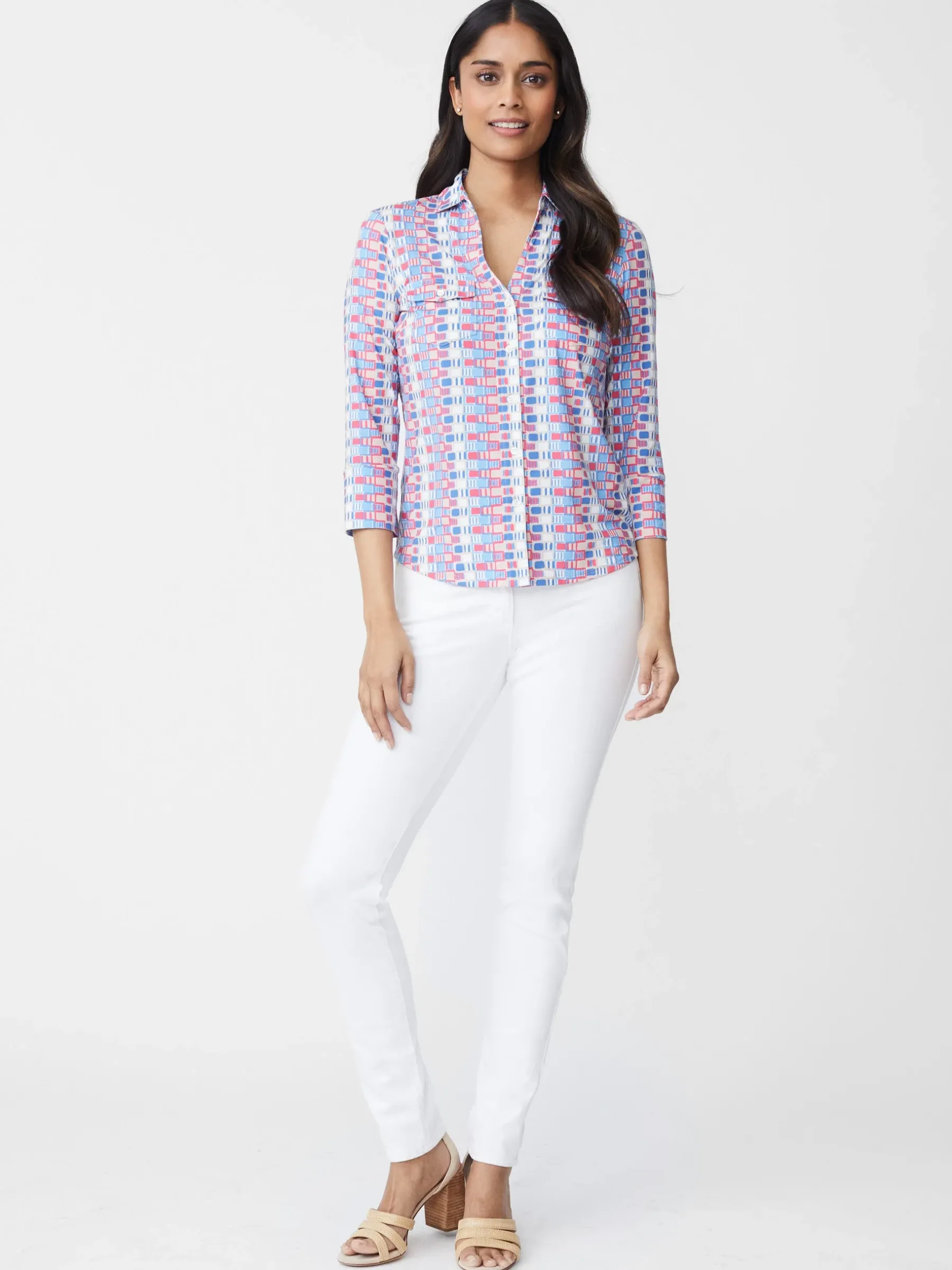 Brynn Lyford Jersey Shirt In Square Code-J.McLaughlin Fashion