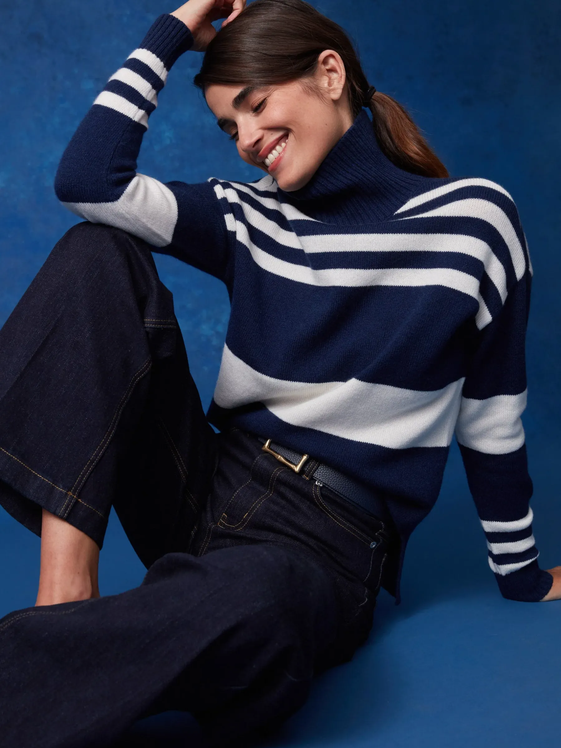 Clara Cashmere Turtleneck In Stripe-J.McLaughlin Sale