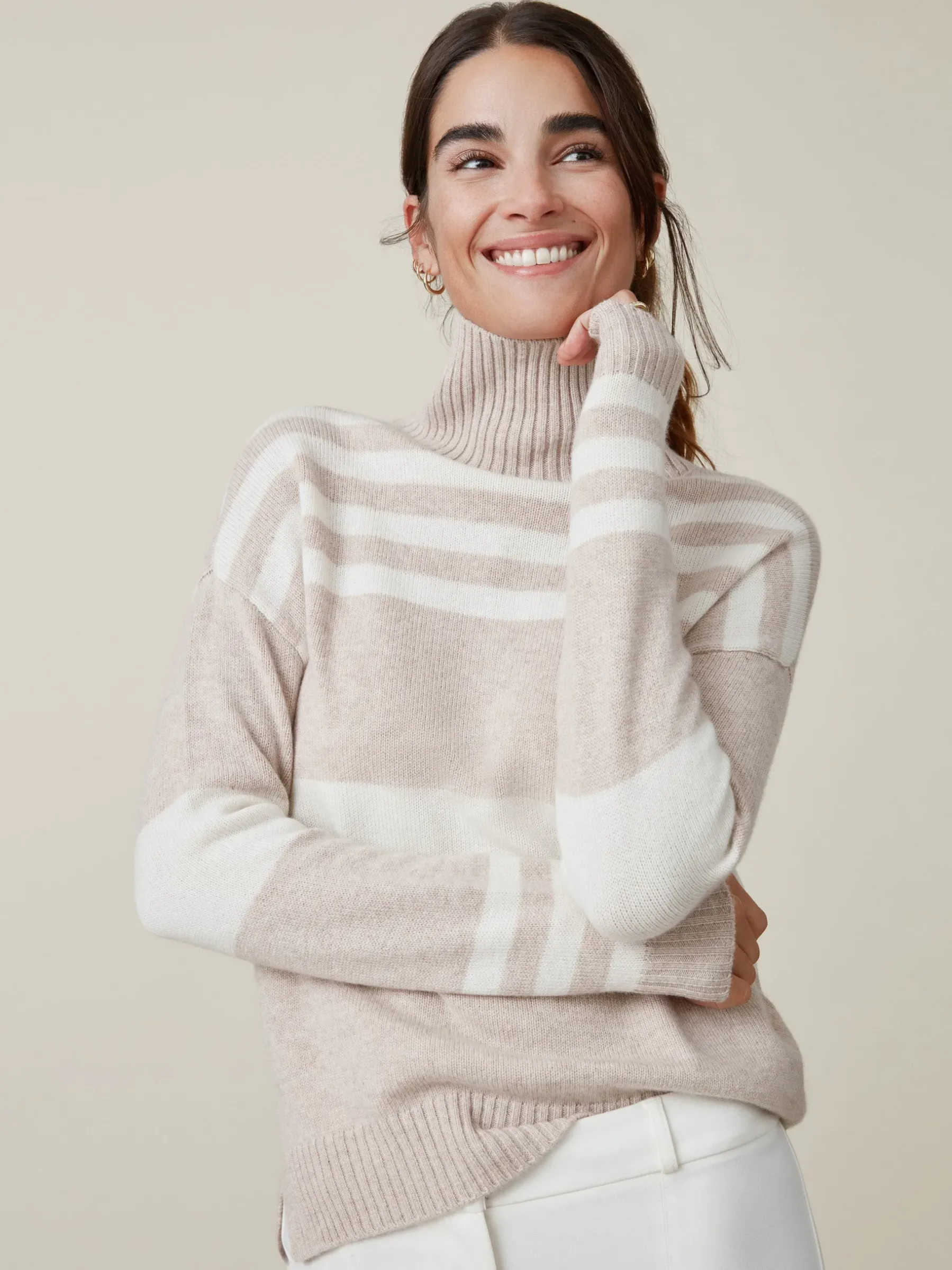 Clara Cashmere Turtleneck In Stripe-J.McLaughlin Clearance