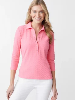 Court 3/4 Sleeve Polo In Fernwood Geo Jacquard-J.McLaughlin Best
