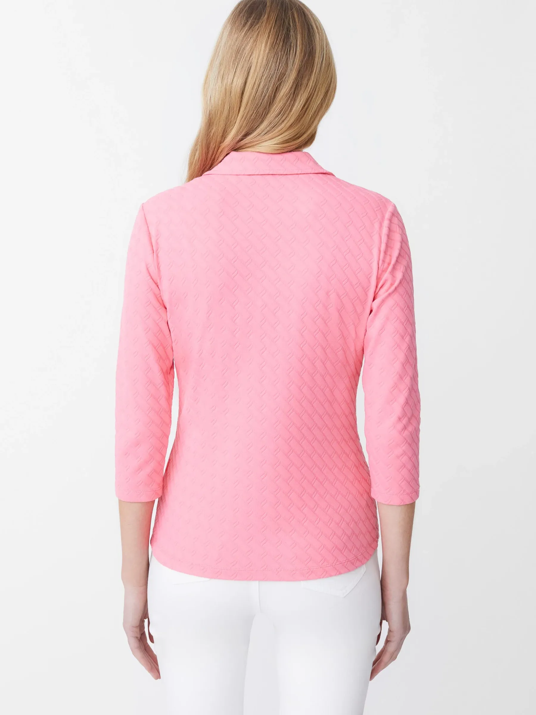 Court 3/4 Sleeve Polo In Fernwood Geo Jacquard-J.McLaughlin Best