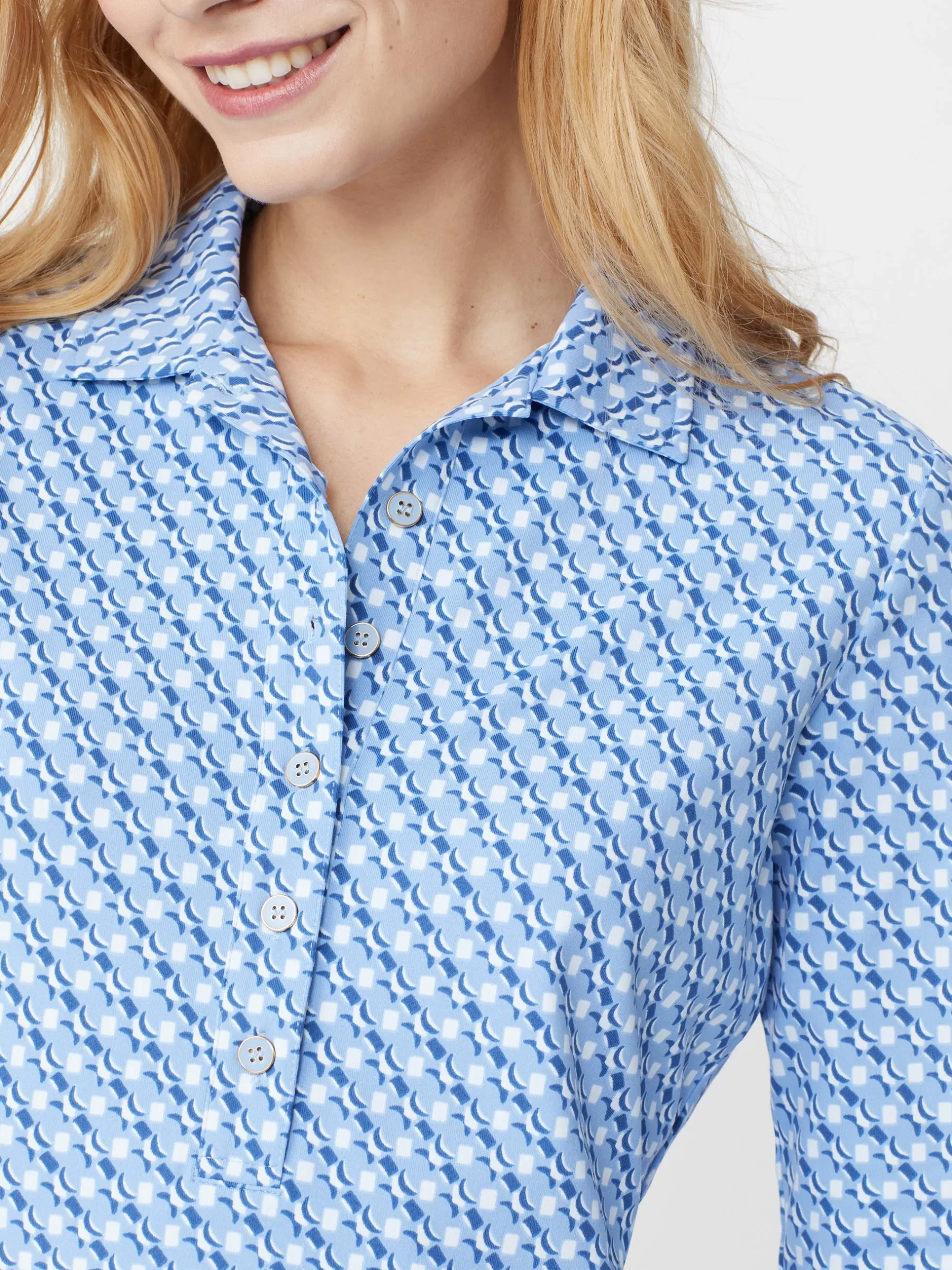 Court 3/4 Sleeve Polo In Lunar Lines-J.McLaughlin Outlet