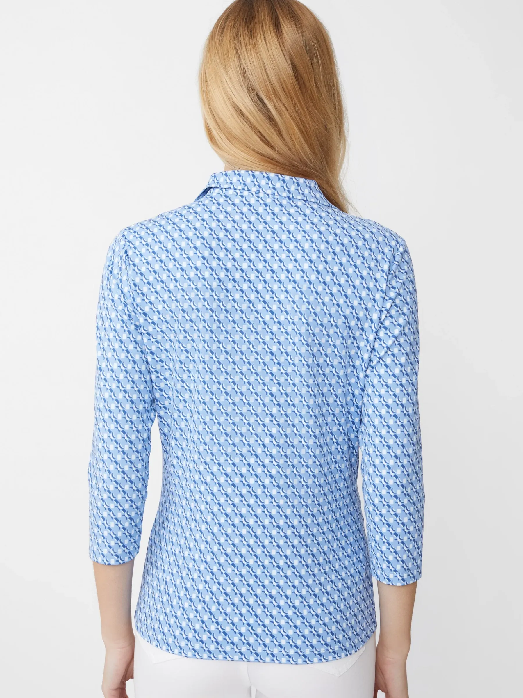 Court 3/4 Sleeve Polo In Lunar Lines-J.McLaughlin Outlet