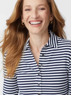 Court 3/4 Sleeve Polo In Stripe-J.McLaughlin Sale