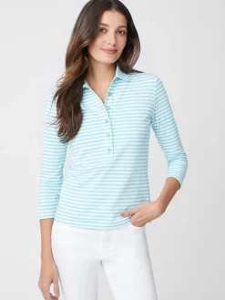 Court 3/4 Sleeve Polo In Stripe-J.McLaughlin Fashion