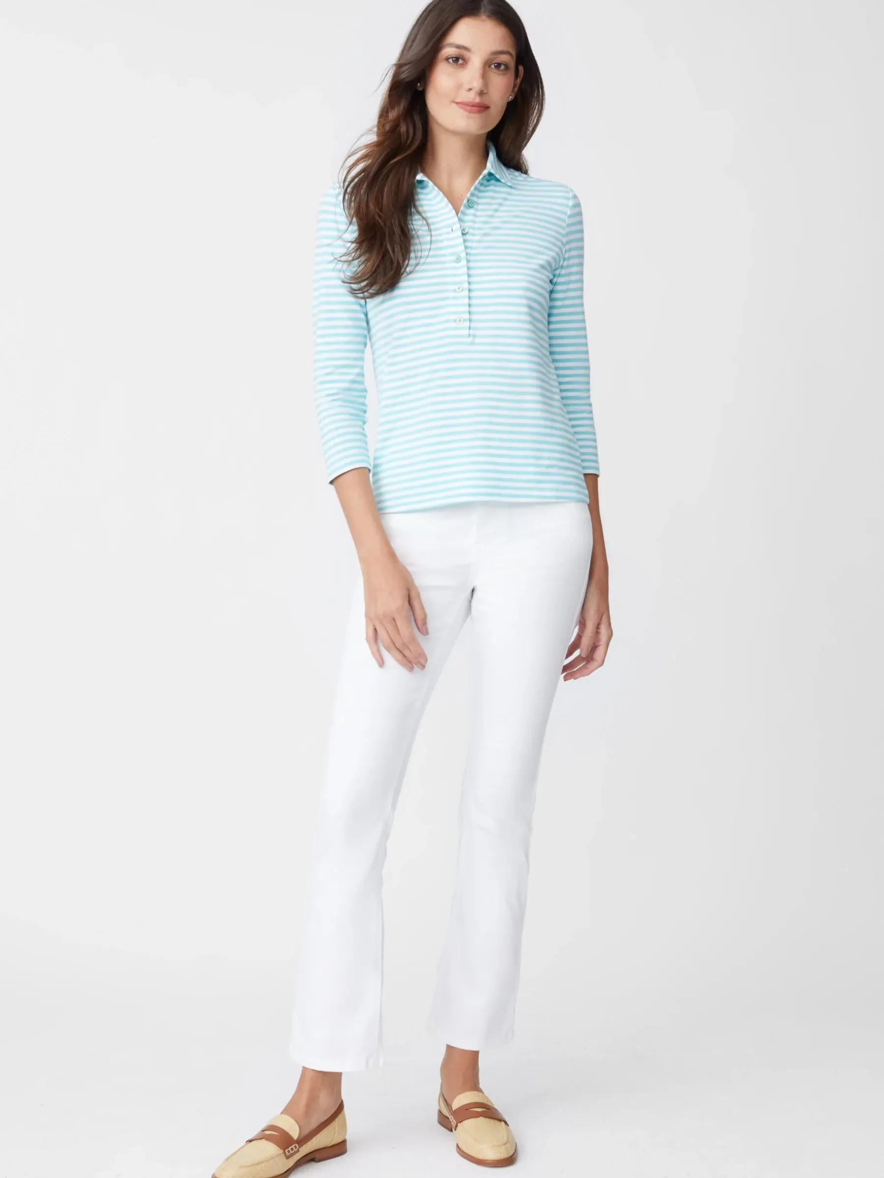 Court 3/4 Sleeve Polo In Stripe-J.McLaughlin Fashion