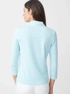 Court 3/4 Sleeve Polo In Stripe-J.McLaughlin Fashion