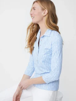Court 3/4 Sleeve Polo In Textured Ridge-J.McLaughlin New