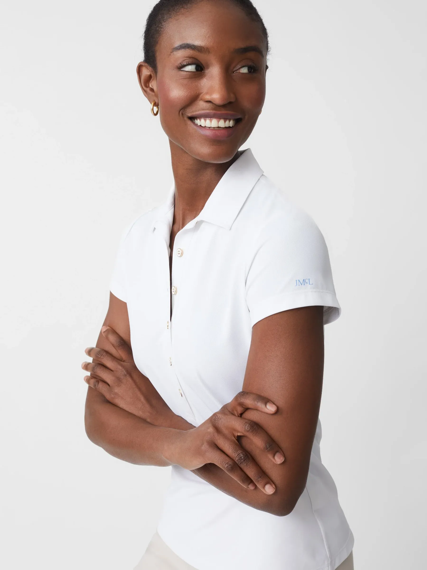Court Cap Sleeve Pique Polo-J.McLaughlin Clearance
