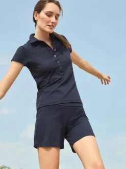 Court Cap Sleeve Polo In Mini Raffia Jacquard-J.McLaughlin Fashion