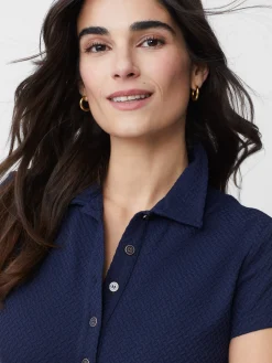 Court Cap Sleeve Polo In Mini Raffia Jacquard-J.McLaughlin Fashion