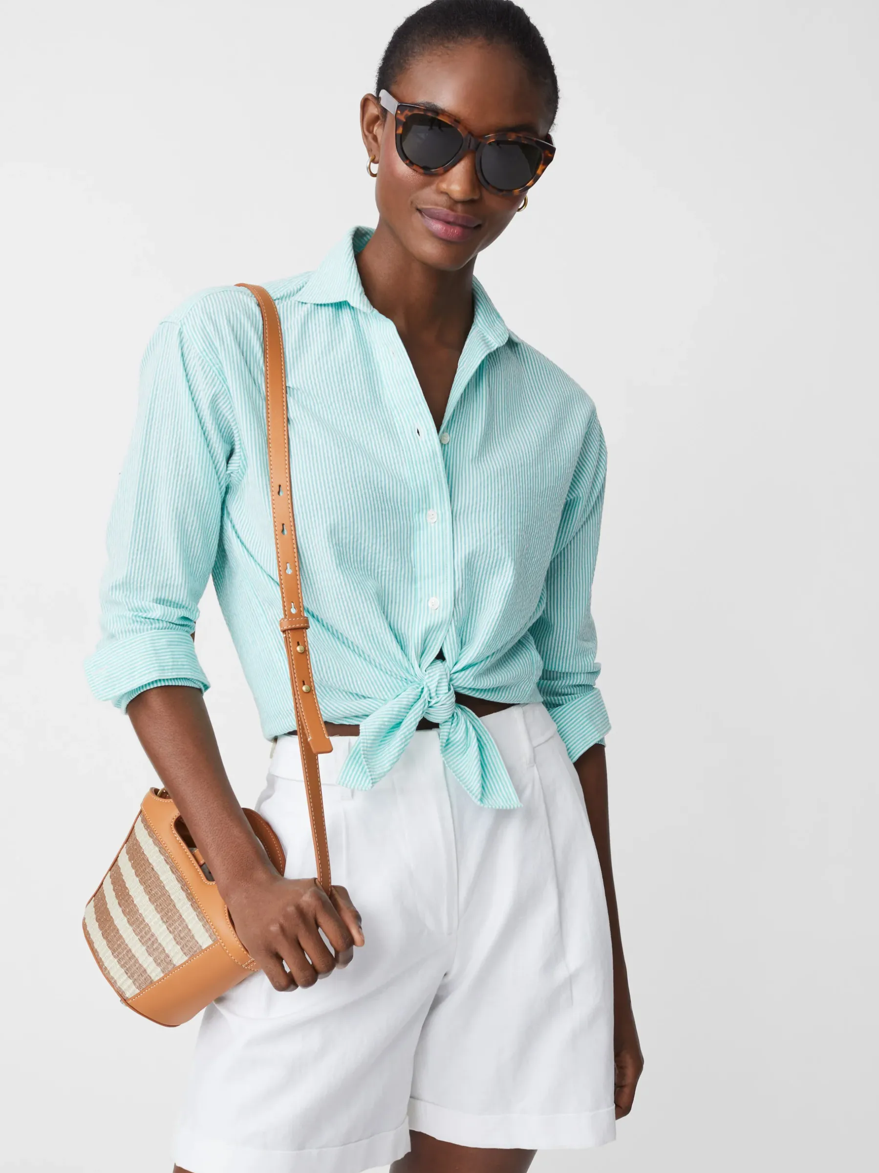 Finn Seersucker Shirt In Stripe-J.McLaughlin Outlet
