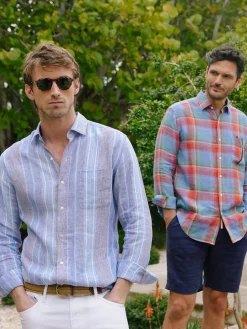 Gramercy Classic Fit Linen Shirt In Multi Stripe-J.McLaughlin Online