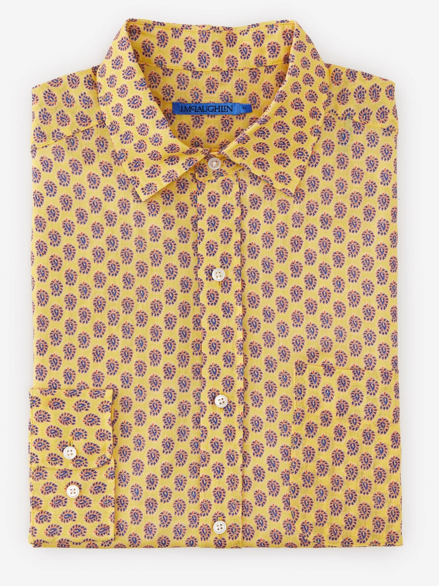 Gramercy Classic Fit Linen Shirt In Mini Surf Paisley-J.McLaughlin Fashion