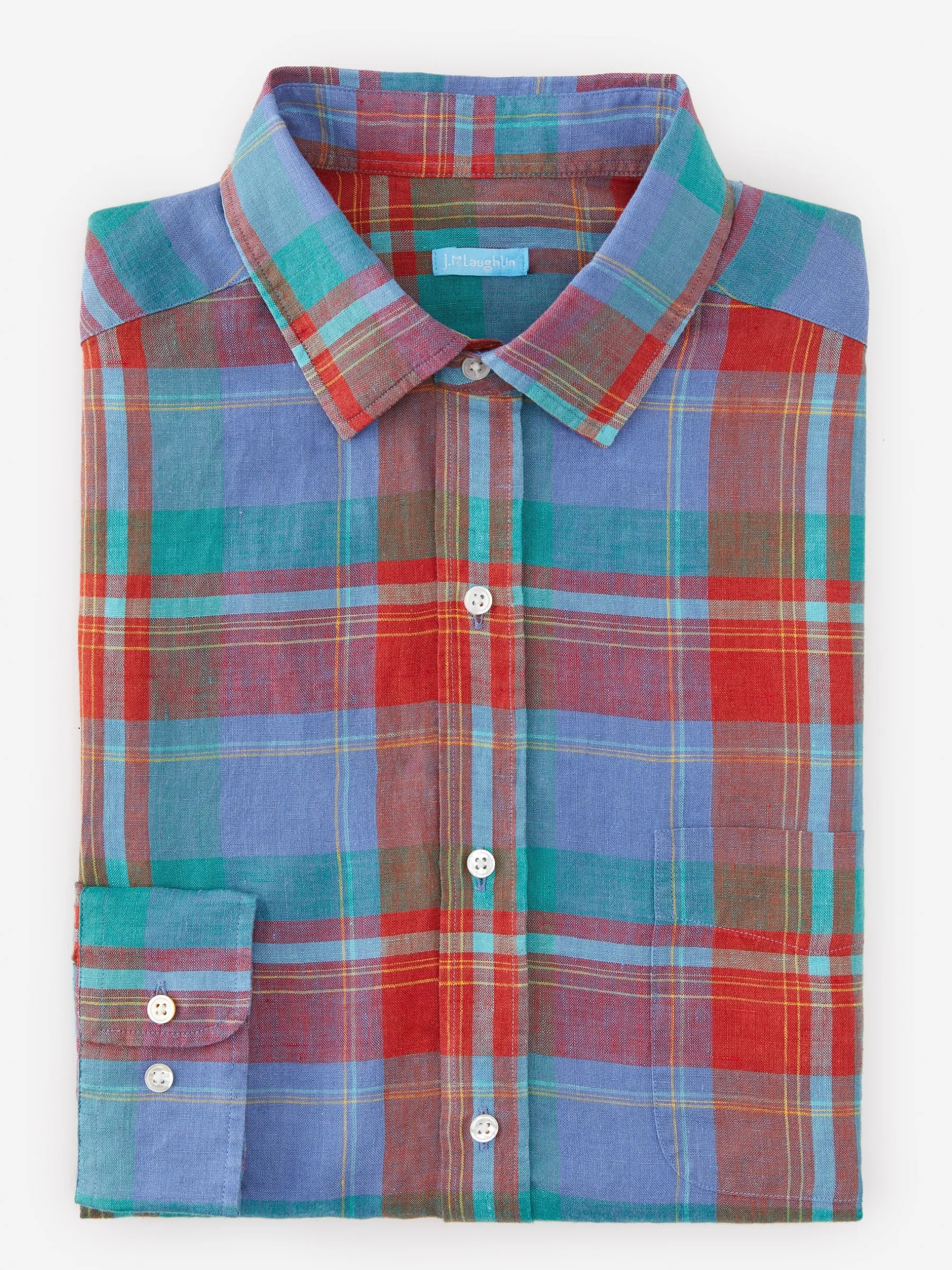 Gramercy Classic Fit Linen Shirt In Plaid-J.McLaughlin Outlet