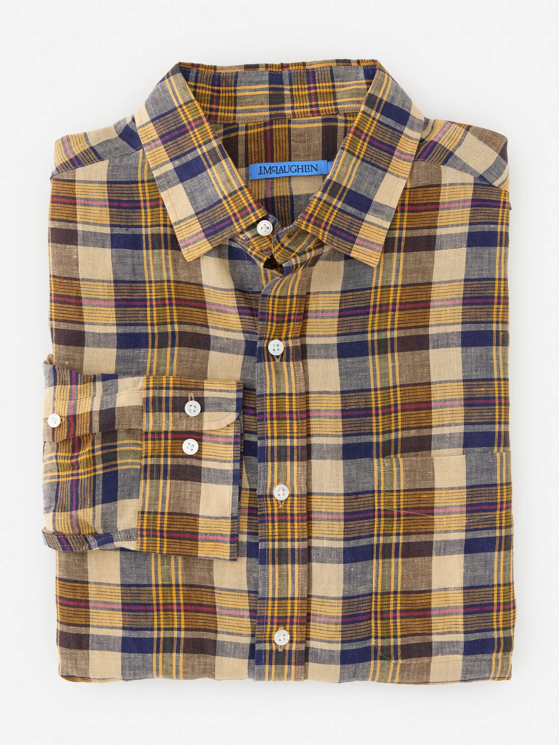 Gramercy Classic Fit Linen Shirt In Plaid-J.McLaughlin Discount