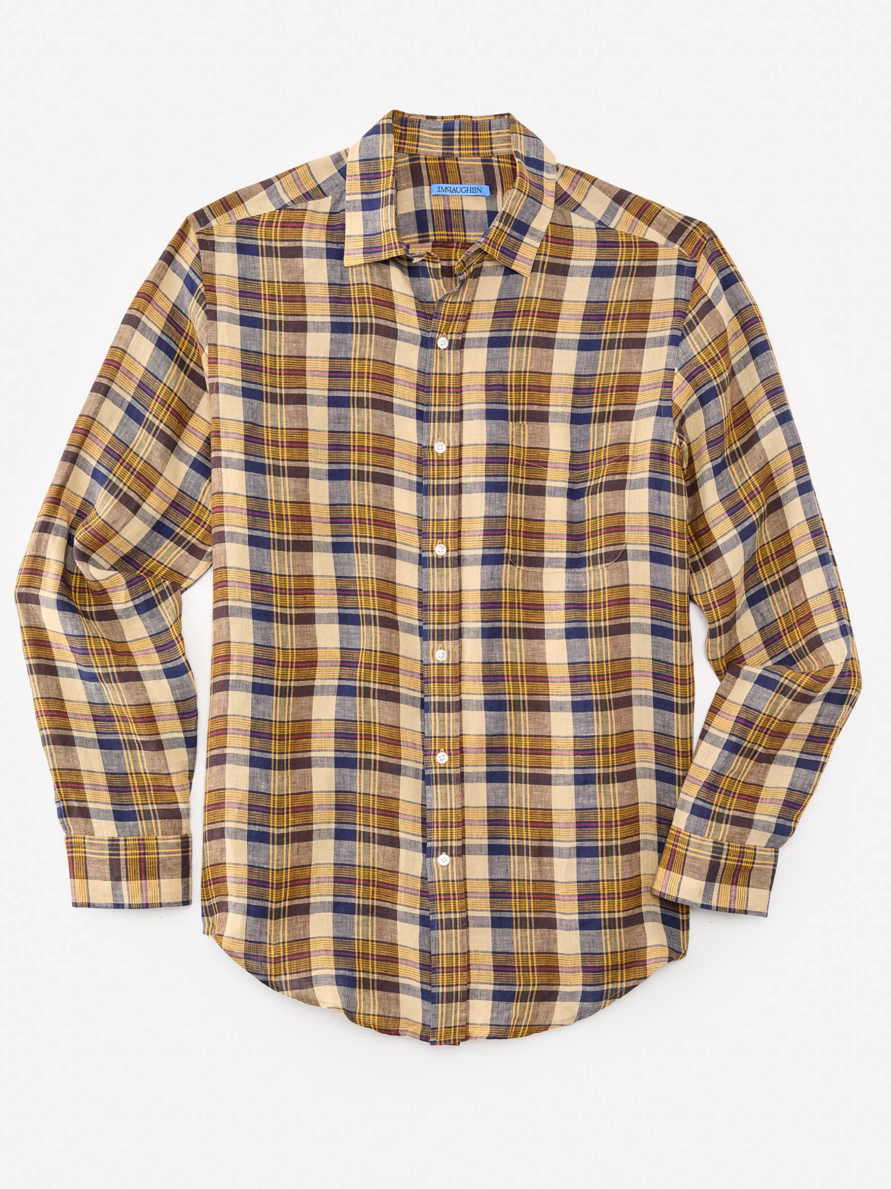 Gramercy Classic Fit Linen Shirt In Plaid-J.McLaughlin Discount