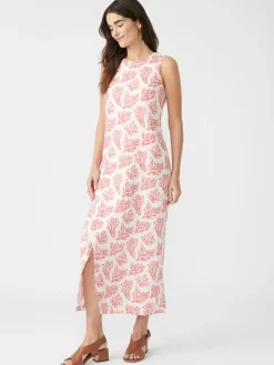 Layana Linen Dress In Mega Coral Cay Texture-J.McLaughlin New
