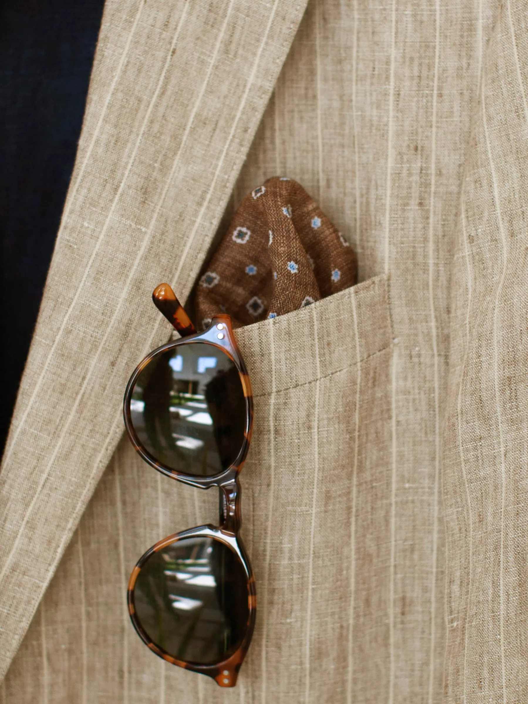 Linen Pocket Square In Floral Dots-J.McLaughlin Sale