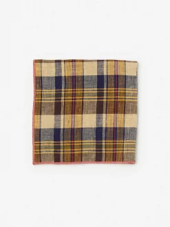 Linen Pocket Square In Plaid-J.McLaughlin Hot