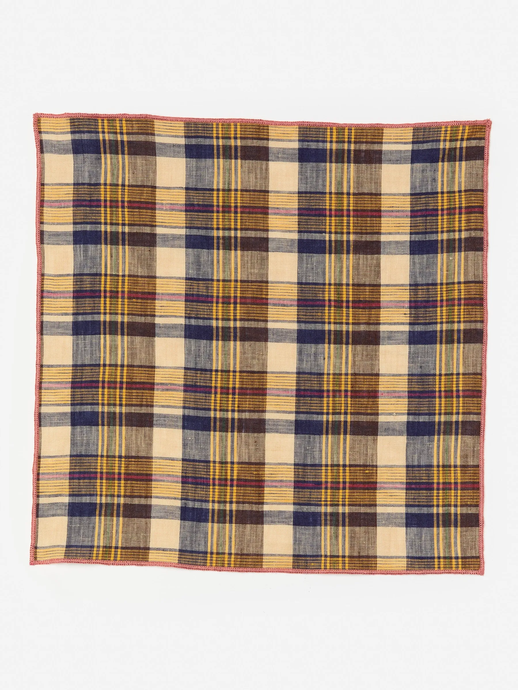 Linen Pocket Square In Plaid-J.McLaughlin Hot