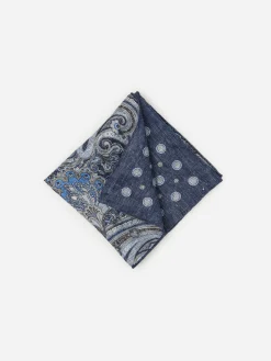 Linen Pocket Square In Reverse Paisley-J.McLaughlin Hot