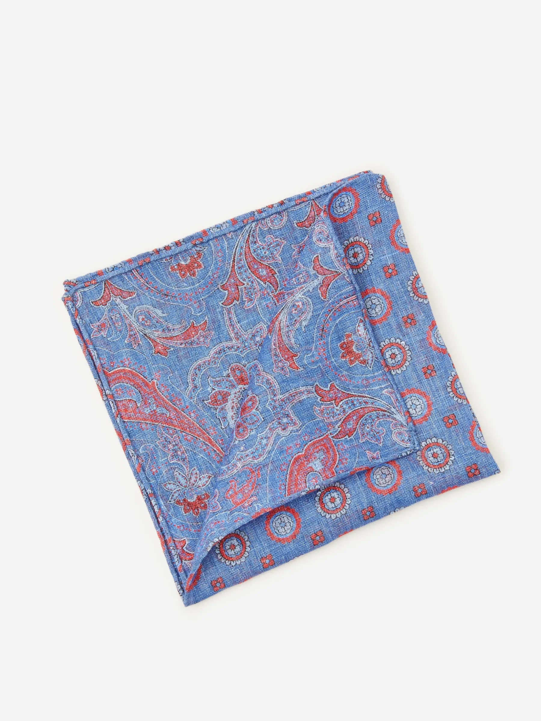 Linen Pocket Square In Reverse Paisley-J.McLaughlin Sale