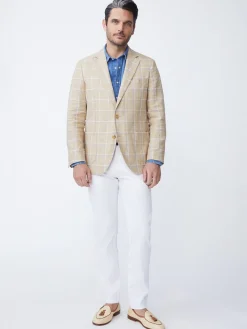 Lisbon Linen Blazer In Window Pane-J.McLaughlin Clearance