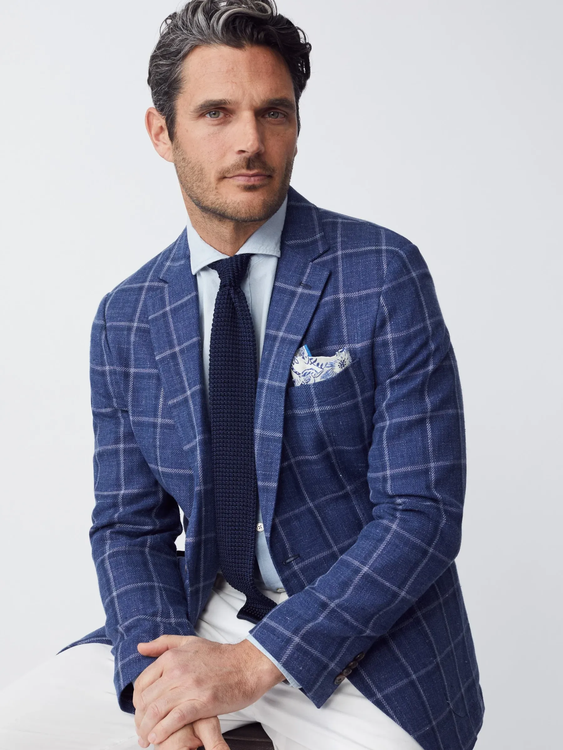 Lisbon Linen Blend Blazer In Window Pane-J.McLaughlin Best