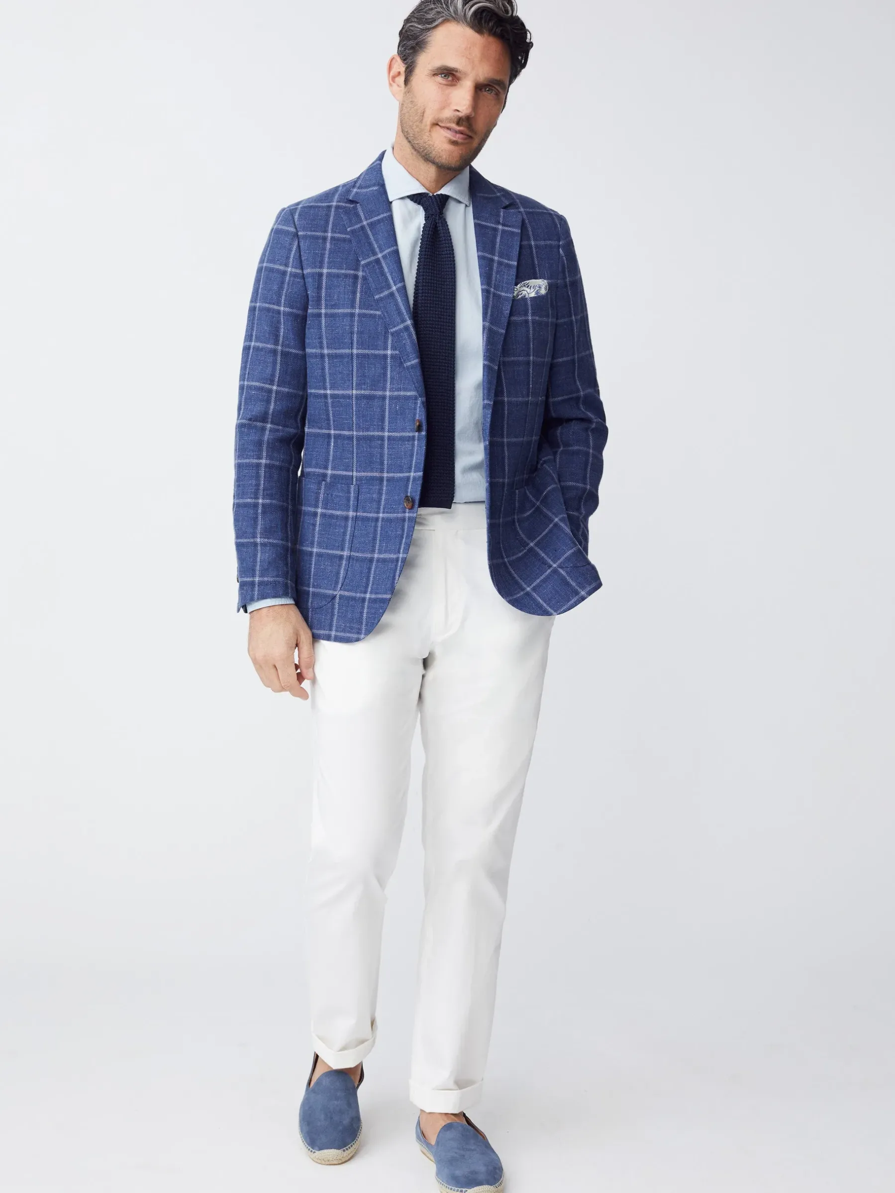 Lisbon Linen Blend Blazer In Window Pane-J.McLaughlin Best