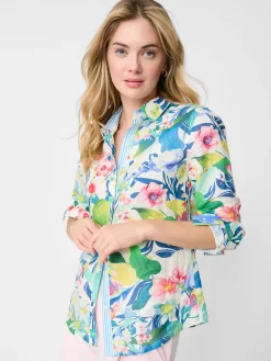 Lois Linen Shirt In Floral Reef Stripe-J.McLaughlin Discount