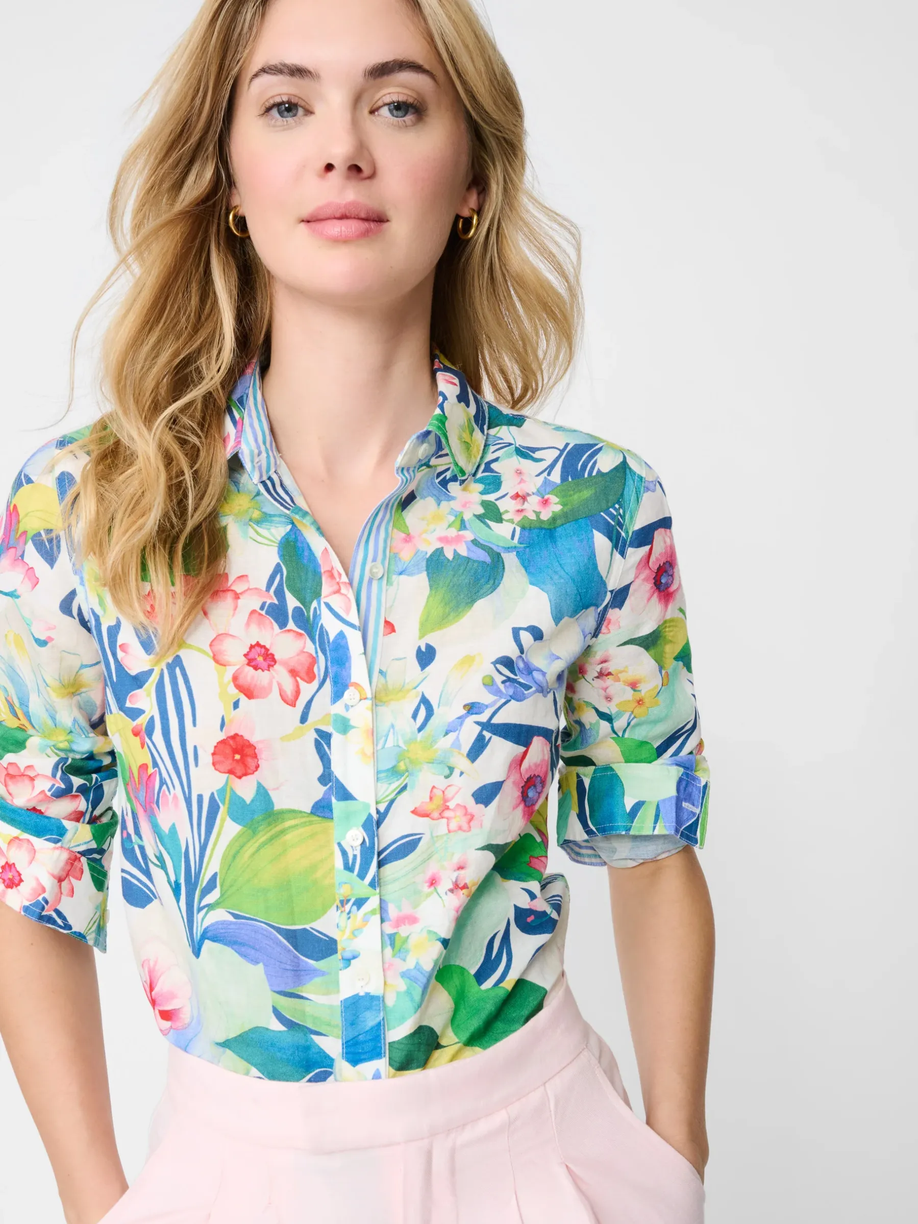 Lois Linen Shirt In Floral Reef Stripe-J.McLaughlin Discount