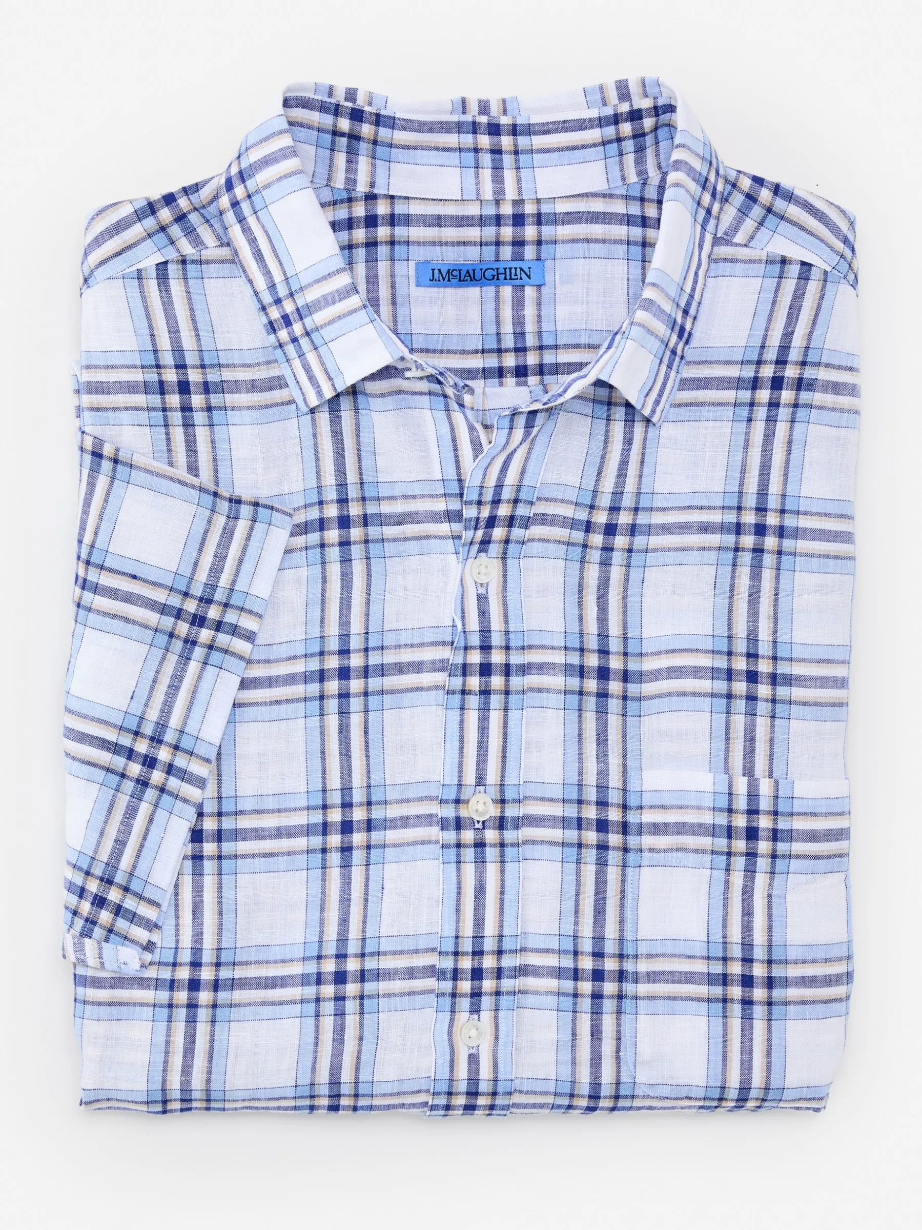 Montauk Modern Fit Linen Shirt In Plaid-J.McLaughlin Online