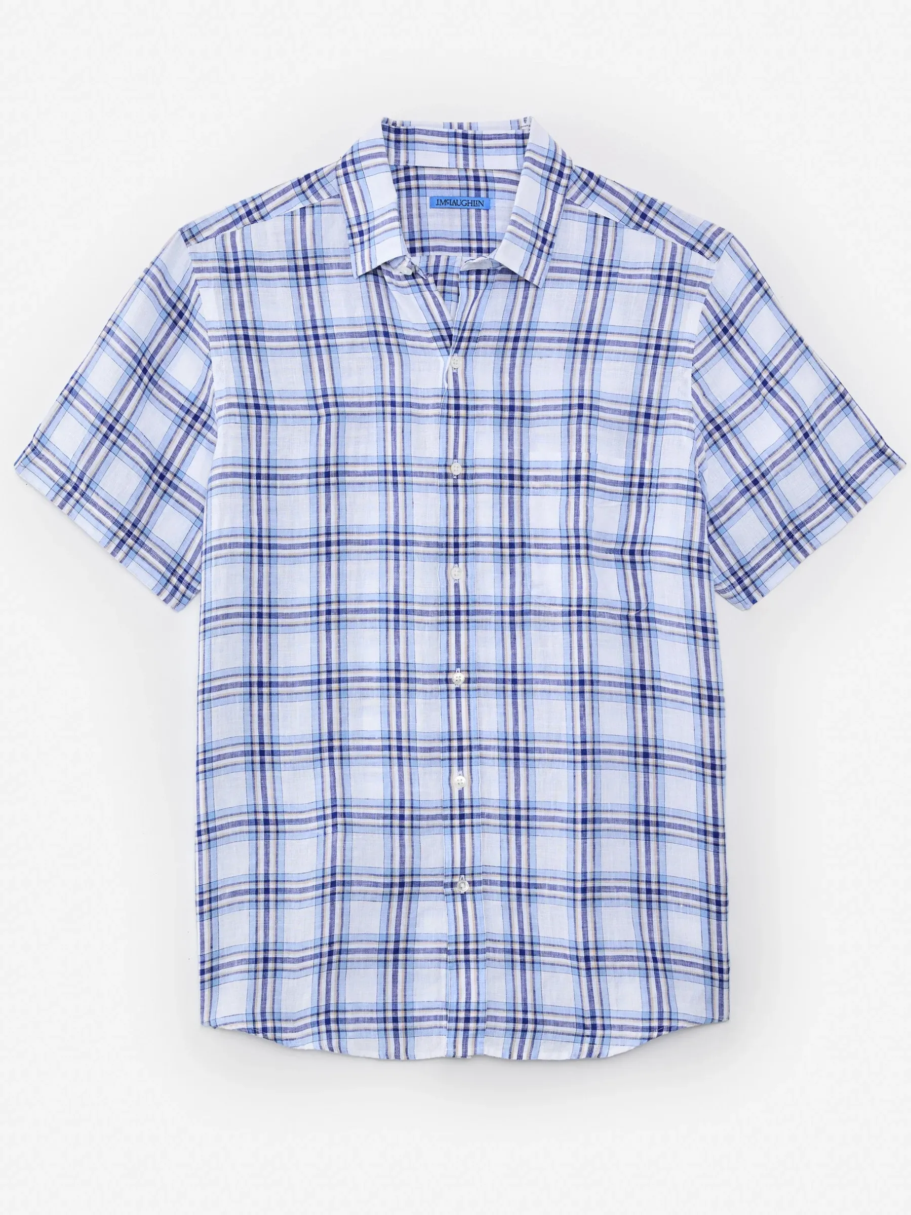 Montauk Modern Fit Linen Shirt In Plaid-J.McLaughlin Online