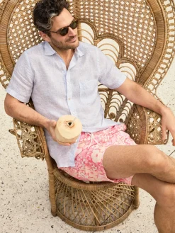 Montauk Modern Fit Linen Shirt In Mini Quatrefoil-J.McLaughlin Fashion