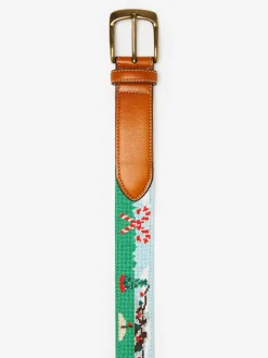 Needlepoint Belt In Santa Play Golf-J.McLaughlin Clearance