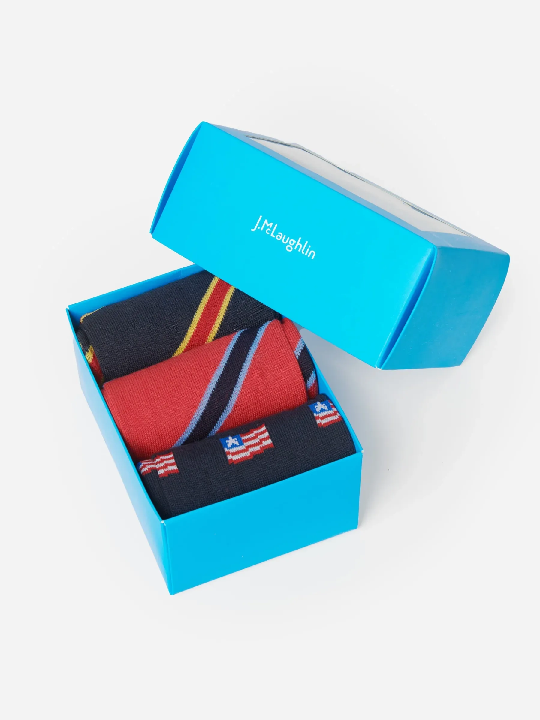Sock Box Set Of 3 In American Flag-J.McLaughlin Outlet