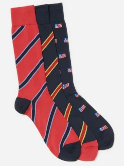 Sock Box Set Of 3 In American Flag-J.McLaughlin Outlet