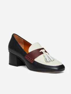 Wenona Leather Heeled Loafers In Color Block-J.McLaughlin Fashion