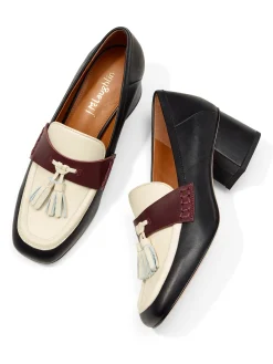 Wenona Leather Heeled Loafers In Color Block-J.McLaughlin Fashion